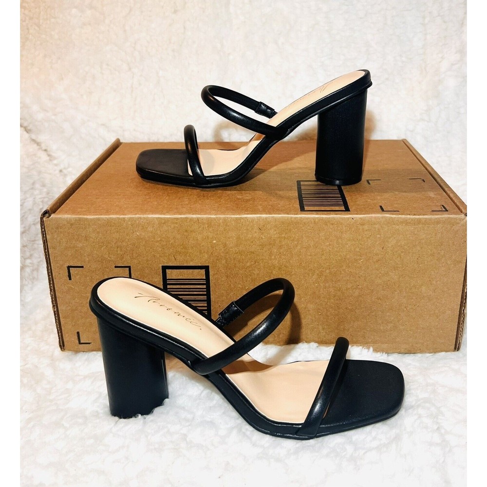 Arromic Women's Heeled Sandals Square Toe Two Strap Block Heels - Black - 7.5 - Picture 3 of 5